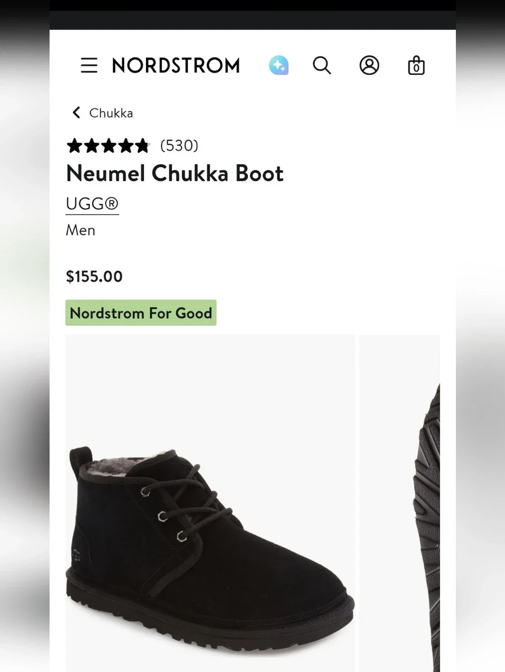 UGG Neumel Chukka Boot, Size 6, Black And Grey, Lugged Sole, Lace Up